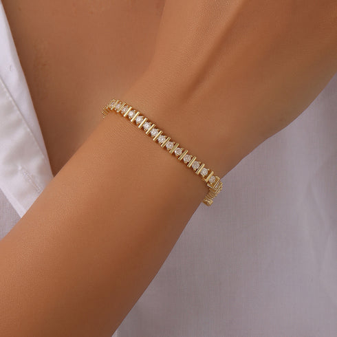 Stylish Full Tennis Cross Moissanite Gold Bracelet